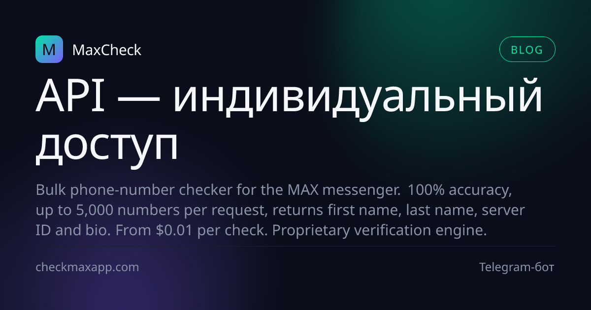 API Max Checker — индивидуальный доступ